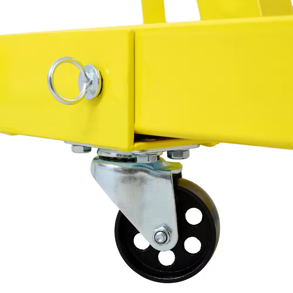 2 Ton Folding Engine Hoist Cherry Picker Shop Crane Hoist Lift, Heavy-Duty Steel with 6 Iron Caster Wheels in Yellow