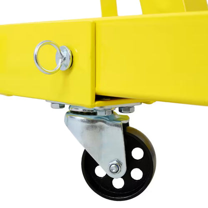 2 Ton Folding Engine Hoist Cherry Picker Shop Crane Hoist Lift, Heavy-Duty Steel with 6 Iron Caster Wheels in Yellow