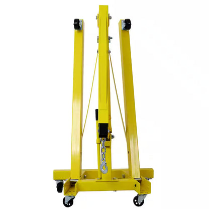 2 Ton Folding Engine Hoist Cherry Picker Shop Crane Hoist Lift, Heavy-Duty Steel with 6 Iron Caster Wheels in Yellow