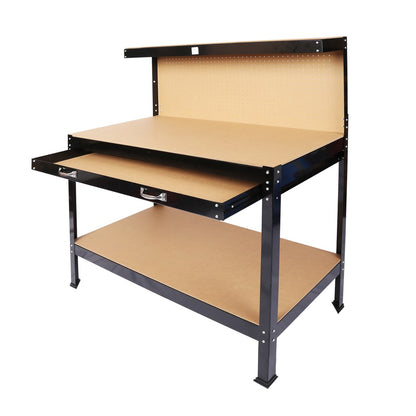 Work Bench with Drawers, Wood Garage Workbench with Peg Board and Storage Shelf