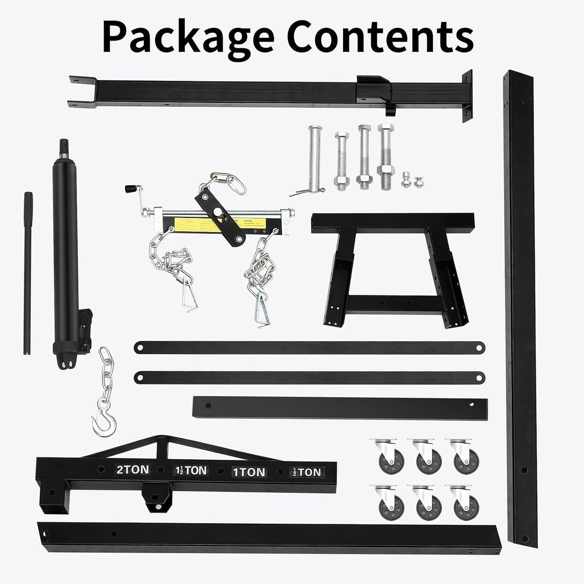 2-Ton Folding Hydraulic Engine Hoist with Lever, 4400 LBS Portable Engine Shop Crane with 6 Casters & Telescopic Boom, Foldable Cherry Picker Lift for Garage, Workshop, Warehouse, Heavy-Duty, Black