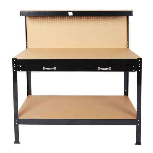 Work Bench with Drawers, Wood Garage Workbench with Peg Board and Storage Shelf